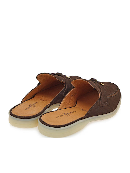 Flat Suede Mules σε Καφέ Χρώμα
