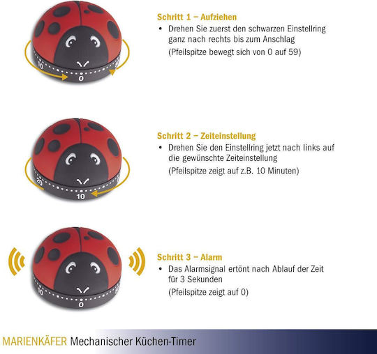 TFA Αναλογικό Χρονόμετρο Κουζίνας Ladybird Αντίστροφης Μέτρησης