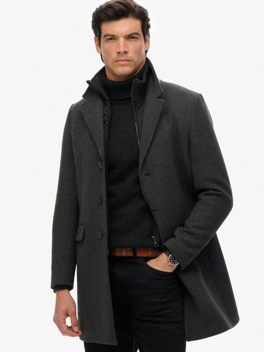 Tailored 2 In 1 Town Ανδρικό Ημίπαλτο Dark Grey Herringbone