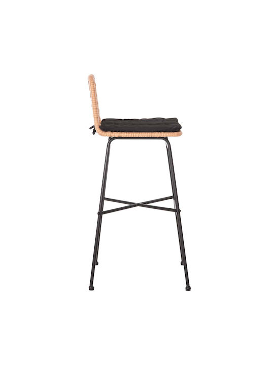 Табуретка Бар За външна употреба Ратан С възглавница Black, Beige 1бр 49x50x101см