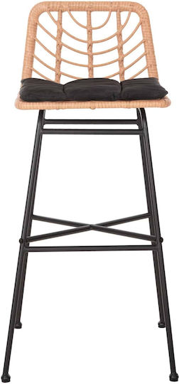 Barhocker Rattan Schwarz Beige 49x50x101cm Barhocker Rattan Schwarz Beige 49x50x101cm
