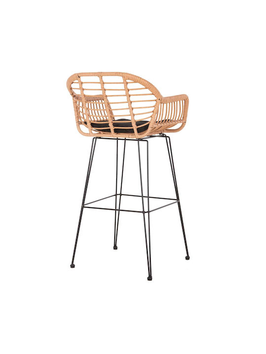 Garden Stool Bar Outdoor Rattan Beige Black 54x55x108cm