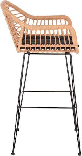 Gartenhocker Bar Außeneinsatz Rattan Beiges Schwarz 54x55x108cm