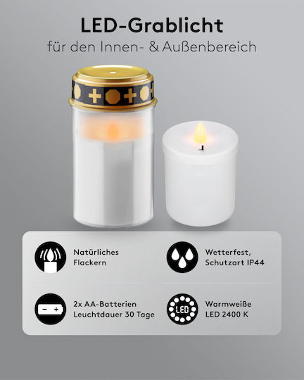 Led Grave Candle White