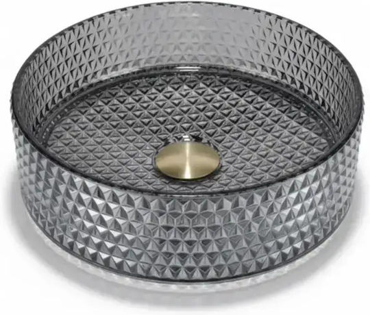Tema Επικαθήμενος Νιπτήρας Γυάλινος 40x40x11cm Μαύρος Tema Επικαθήμενος Νιπτήρας Γυάλινος 40x40x11cm Μαύρος