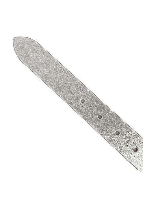 Wide Leather Women's Belt Silver 2618-Silver-115cm