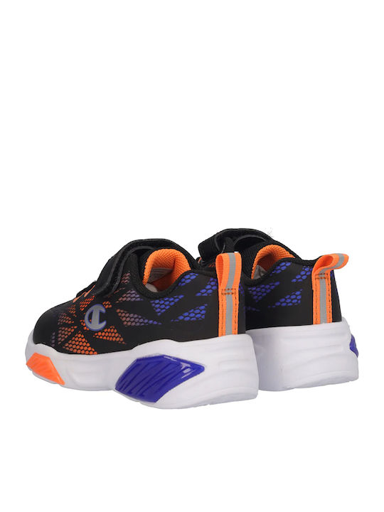 Kids Sneakers with Hoop & Loop Closure and Lights Black