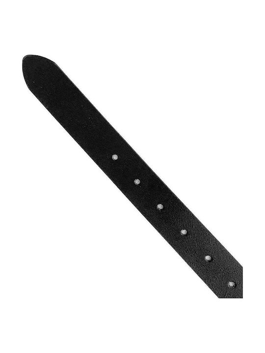 Wide Leather Women's Black Belt 2618-Black/Silver-115cm