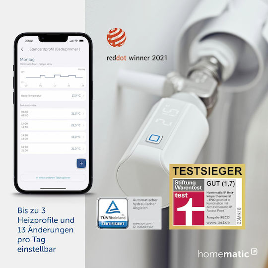 HomeMatic Electronic Thermostatic Radiator Valve with Wi-Fi for Radiator Body 1pcs