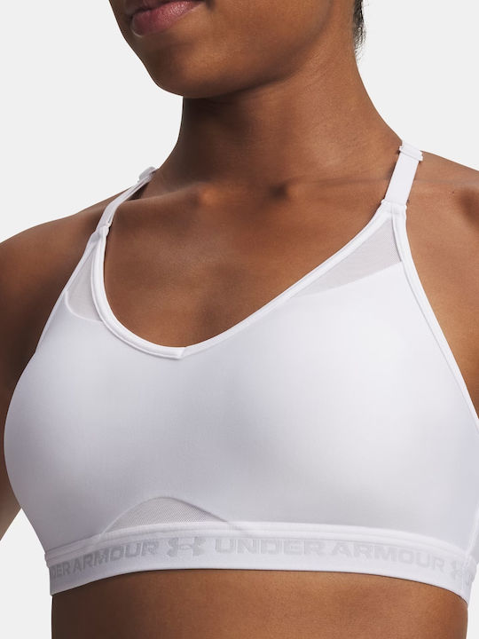 Crossback Low Damen Sport-BH Weiß/Halo Grau