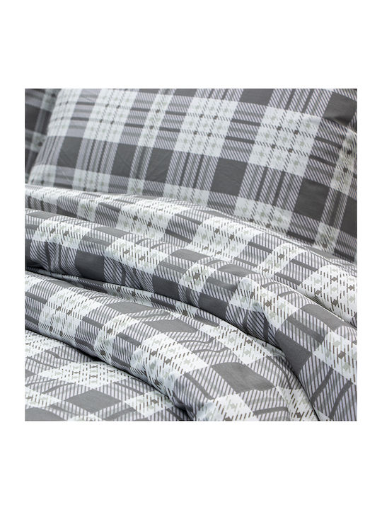 Lino Home Panier Super-Double Bed Sheets Set With Rubber Hugger 165x200+32cm Beige 4 Pieces