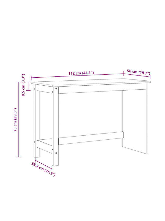 vidaXL Schreibtisch Aus Massivholz Schwarz 112x50x75cm