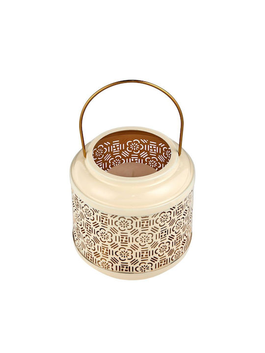 Butlers Metallic Tabletop Lantern Beige 15x15x15cm