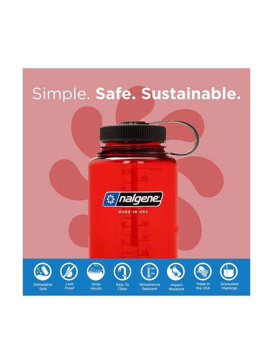 Nalgene Αθλητικό Παγούρι Πλαστικό 1000ml Κόκκινο