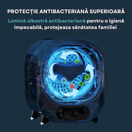 Uscător Compact Portabil de Haine Mini Dasbo cu Condensator 0,8 Kg cu Pompă de Căldură 2 Setări de Temperatură Albastru