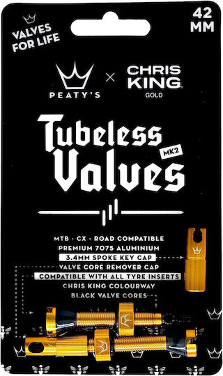 Peaty's X Chris King Tubeless Valves 42mm Gold