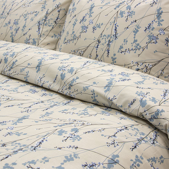 Lino Home Подредба Плик За Завивка 100% Памук 165x245см Единичен С Калъфка Amandes Син