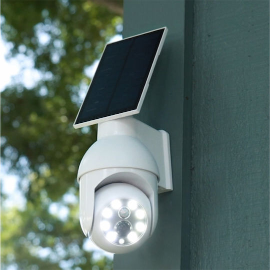 Ψεύτικη Κάμερα Παρακολούθησης Ηλιακή Led 360 Ανιχνευτή Κίνησης Ip54 Pkg-02 Λευκή Oem