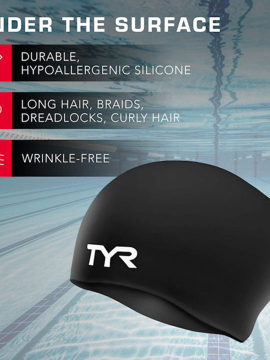Tyr Long Hair Silicone Adults Swimming Cap Purple