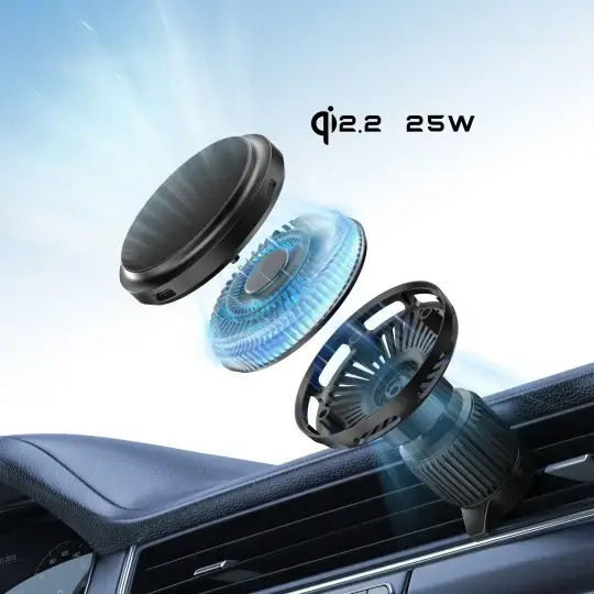 Tech-Protect V9 Arcticboost Car Mobile Mount with Magnet and Wireless Charging MagSafe Black