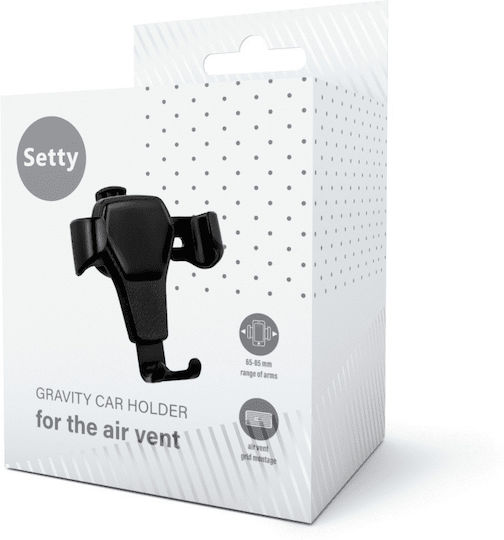 Setty Gravity Air Vent Βάση Κινητού Αυτοκινήτου 4" - 6" με Ρυθμιζόμενα Άγκιστρα Μαύρη