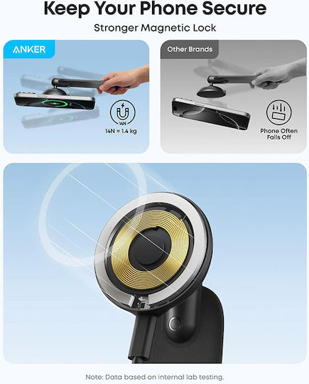 Nano Magnetic Car Mount Wireless Charging Detachable 15w 360° Black