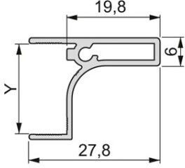 Profil Gola Top Hängend Emuca 2350mm Paneel Dicke 19mm Weiß