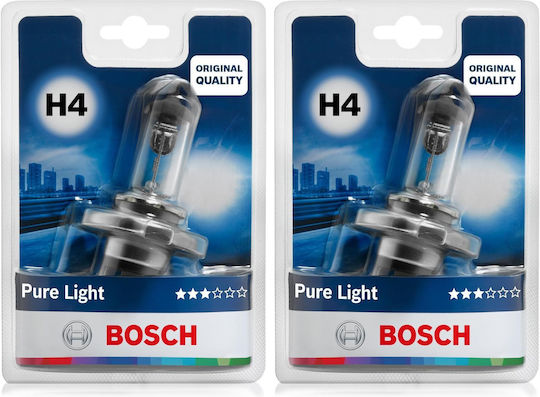 Bosch Lamps Car PURE LIGHT H4 Halogen 12V 55W 1pcs