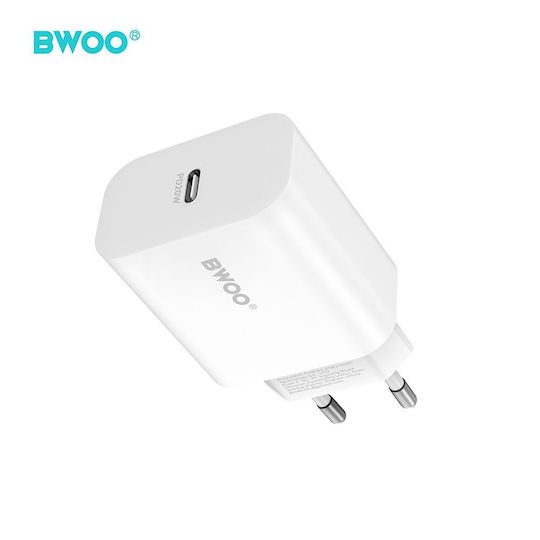 BWOO Wireless Charger with USB-C Port 20W Power Delivery White CDA233