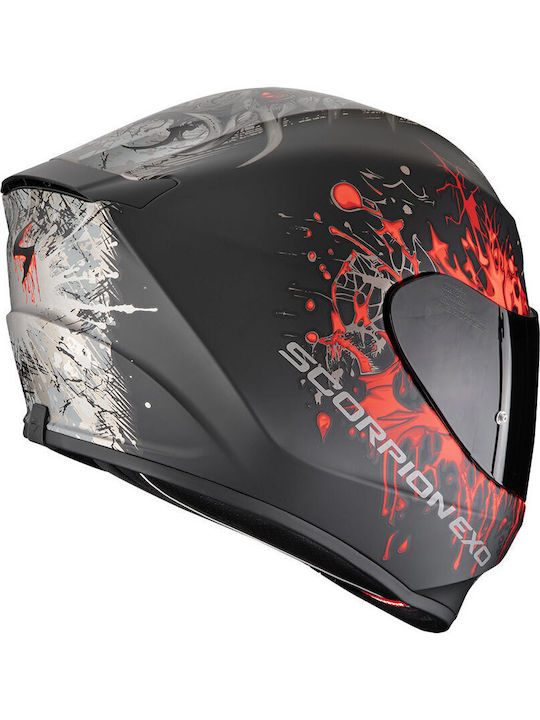 Scorpion EXO-391 Matt Black/Silver/Red Κράνος Μηχανής Full Face ECE 22.06
