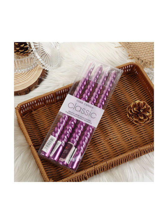 Alista Home Lumânare Decorativă Conic Violet 25cm 4 Bucăți