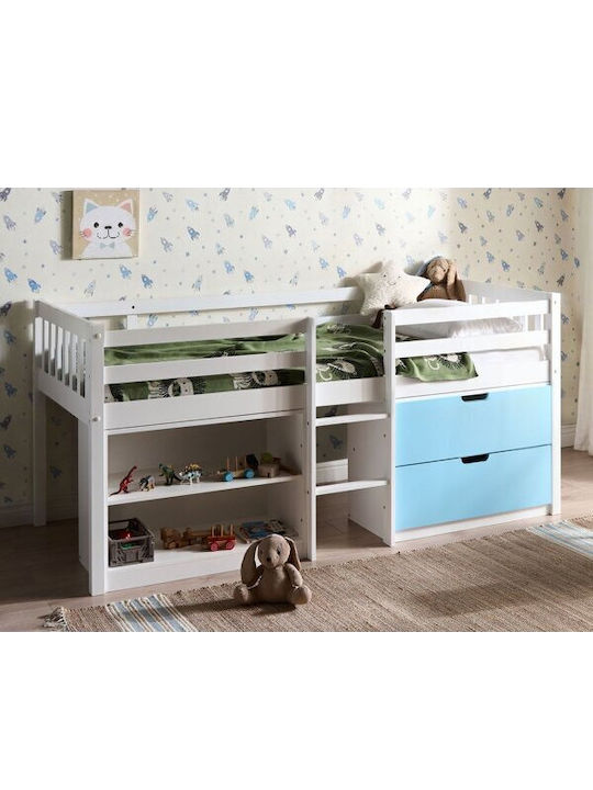 Kids Loft Bed Single with Storage Space White for Mattress 90x200cm