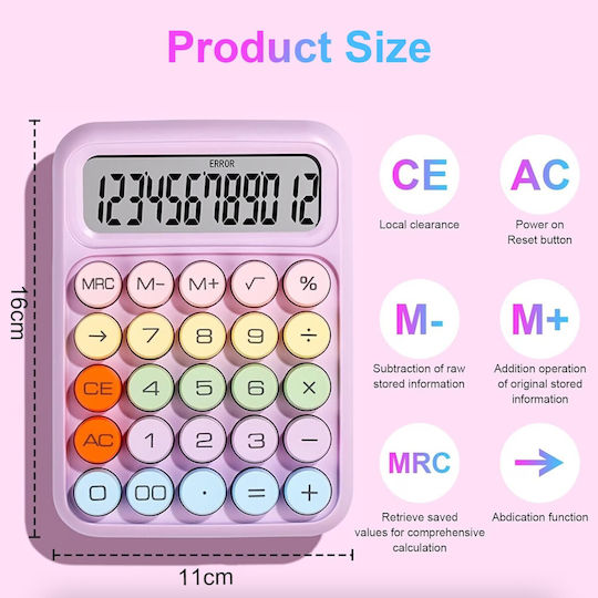 Alista Home Accounting Calculator 12 Digits in Pink Colour