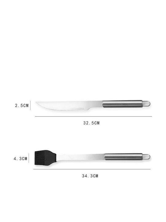 Set Ustensile Grătar 18 Piese Alista Home Oțel Inoxidabil Geantă Oxford Argintiu