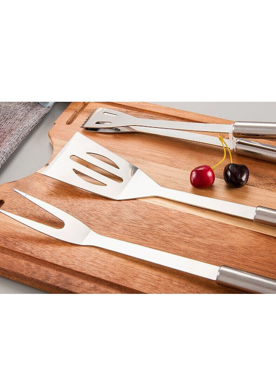 Set 5 Piese Unelte Grătar Alista Home Oțel Inoxidabil Geantă Oxford Argintiu