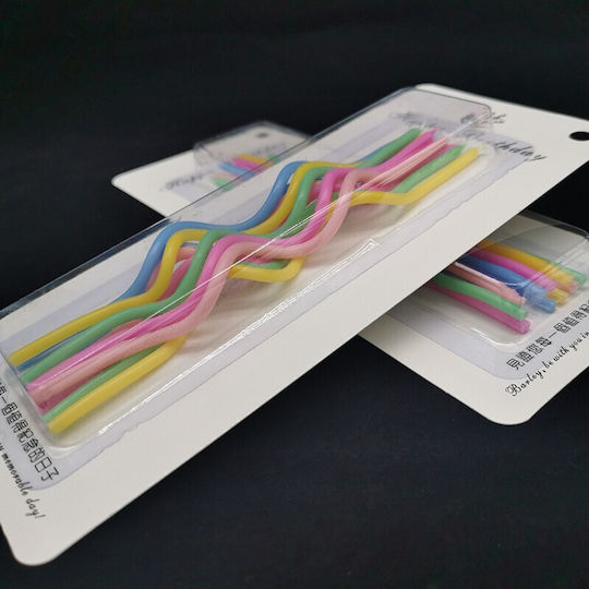 Set 10 Lumanări De Ziua De Naștere Spirale Design 17 X 0.34 Cm Ceară Multicolore
