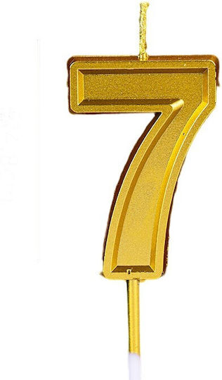 Number 7 Cake Candle Alista Home 4.8 Cm Birthday Gold