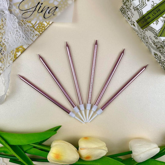 Set 6 Lumanări De Ziua De Naștere Alista Home Din Parafină 11 X 0.4 Cm Lucios Rose Gold