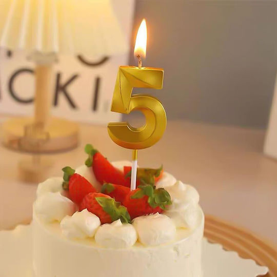 Number 5 Candle Alista Home Diamond Model 5 X 3.4 Cm Gold