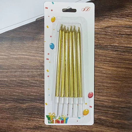 Set 6 Lumanări De Ziua De Naștere Alista Home Din Parafină 11 X 0.4 Cm Auriu Lucios