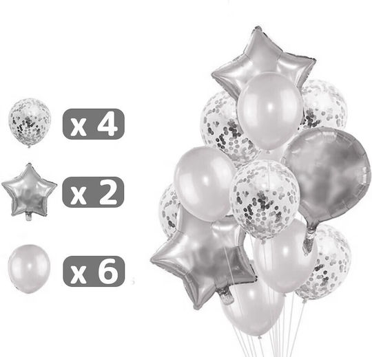 Compoziție cu 25 Baloane Scrisori Argintii 40 cm