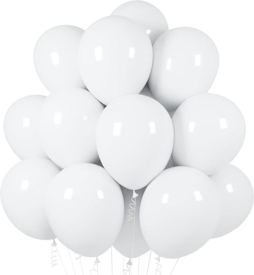 Set 10 Baloane Latex Albe 23 cm