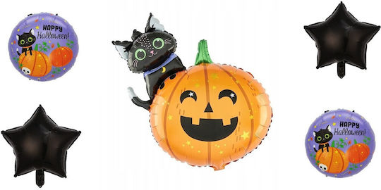Set 5 Luftballons Halloween Folie Orange Jumbo 84cm