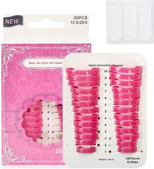 Set 26 Șabloane Reutilizabile Pentru Oja Alista Home Manichiură Curată Fără Margini Protecție Cuticule 10 Mărimi Plastic Roz