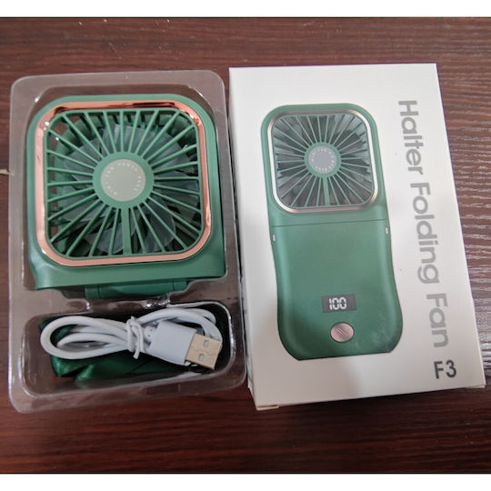 Alista Home Ventilator Portabil 3 În 1 De Mână Pentru Gât Birou 16.7 X 8 X 1.9 Cm 3 Viteze Încărcare USB Pliabil Display Digital Suport Telefon Verde