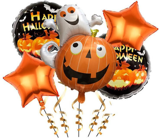 Σετ 5 Μπαλόνια Halloween Foil Πορτοκαλί Jumbo 80εκ.