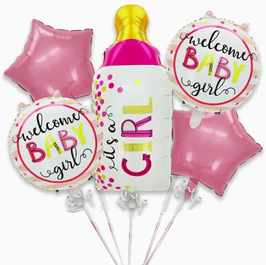 Set 5 Baloane Dezvăluire De Gen Latex Roz Jumbo 77 cm