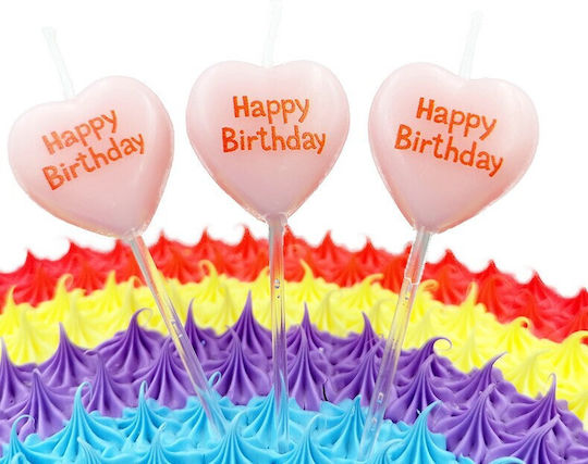 Set 5 Cake Candles Alista Home Heart Model Happy Birthday Text 2.5 X 2.5 Cm Wax Multicolor