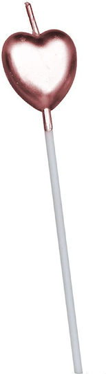 Lumânare De Tort Alista Home Model Inimă Petrecere 8.5 X 3 Cm Roz Auriu