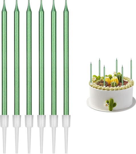 Set 6 Lumanări De Ziua De Naștere Alista Home Din Parafină 11 X 0 4 Cm Verde Lucios